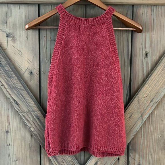 Anthropologie Maeve Maroon High Neck Knit Sweater Tank Top Size XSmall - Picture 4 of 4